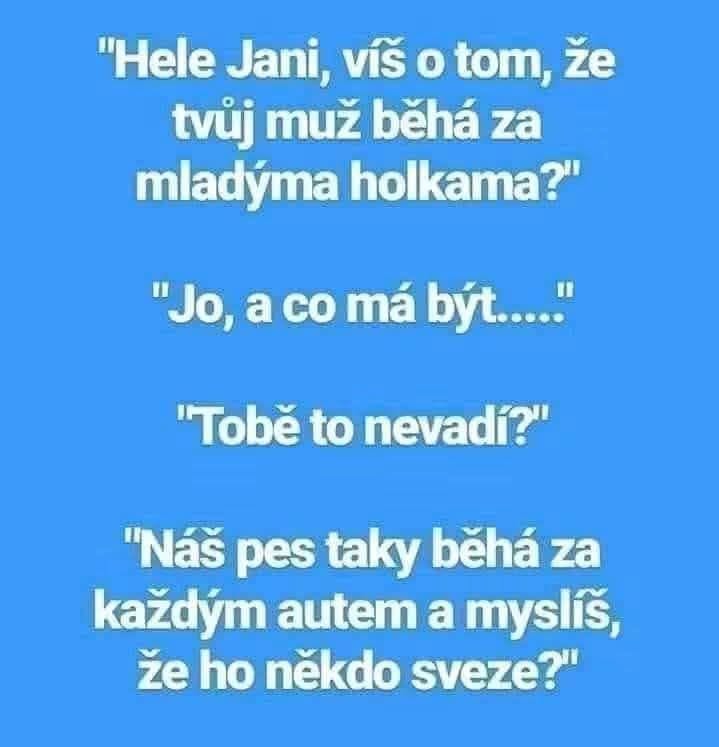 Vtip o manželovi a psoch: Humorná odpoveď na pochybnosti o vernosti.