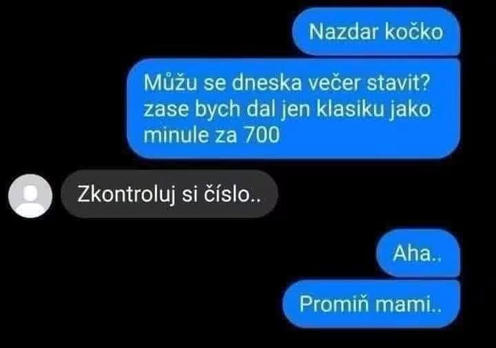 Chybne odoslaná správa, omylom poslaná mame namiesto plánovaného príjemcu.