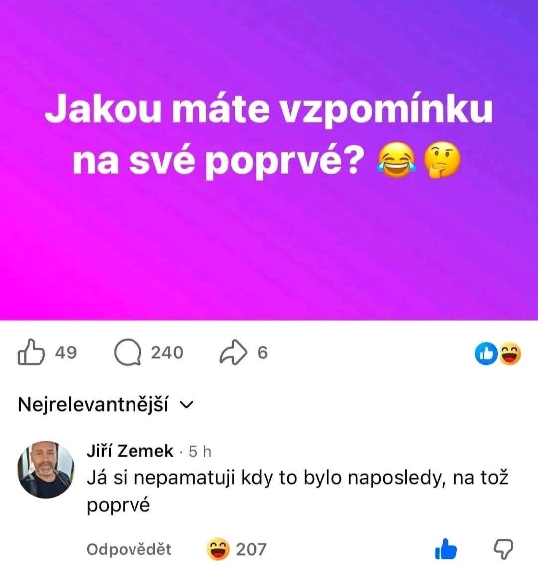 Anketa na sociálnej sieti: Akú máte spomienku na svoje prvé zážitky? Vtipný komentár od užívateľa ohľadne pamäti.
