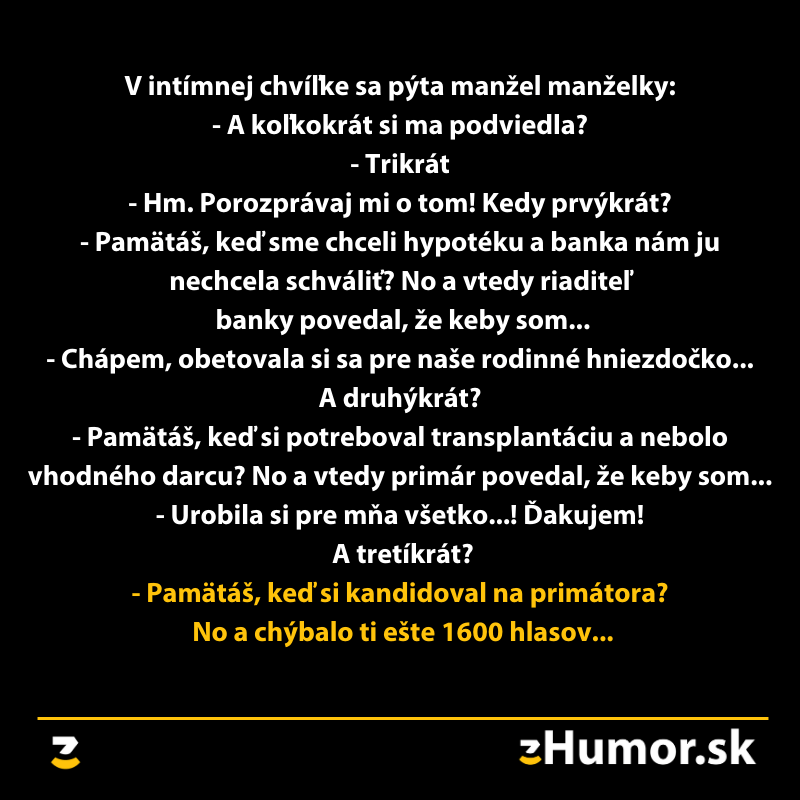Manželka odhaľuje tri dôvody pre svoju neveru vtipným spôsobom. Humor.sk logo na pozadí.