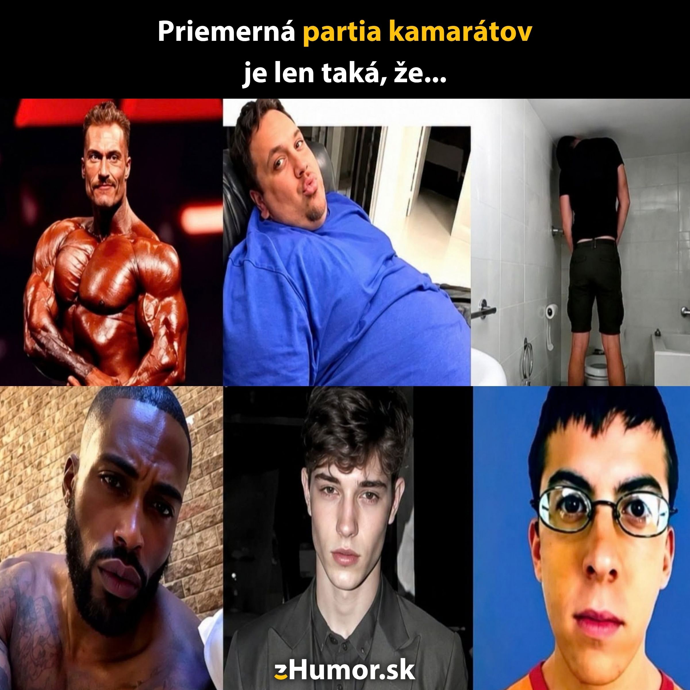 Šesť rôznych typov kamarátov pohromade, každý so svojím jedinečným štýlom a osobnosťou.