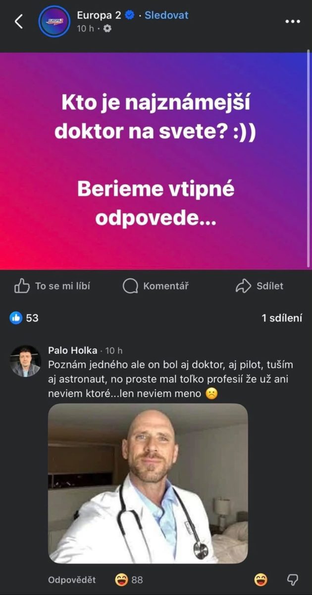 Kto je najznámejší doktor na svete? Príspevok žiada vtipné odpovede a ľudia sa zapájajú s komentármi.