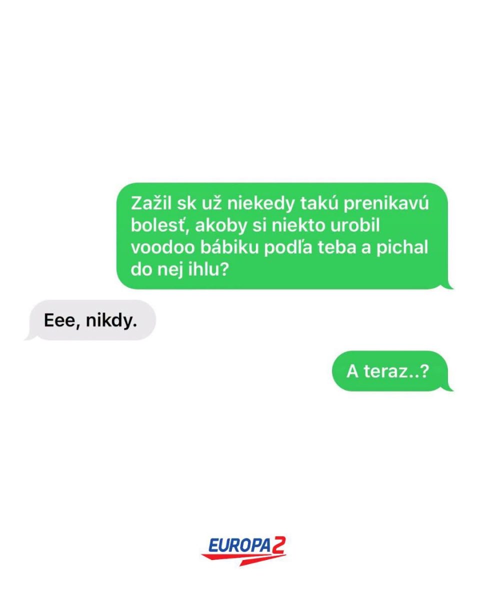 SMS rozhovor o pocitoch prenikavej bolesti s vtipným podtónom od rádia Europa 2.