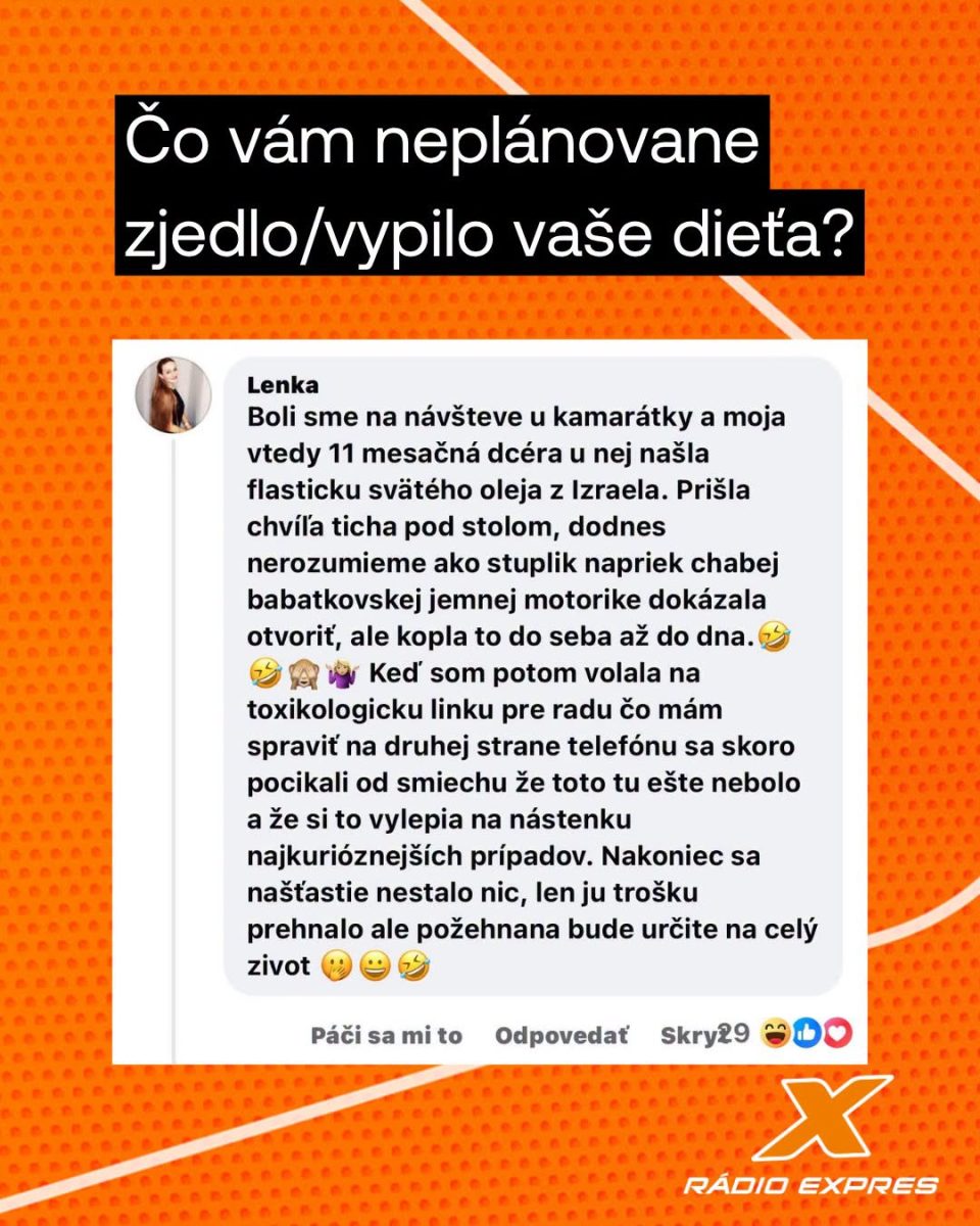Dieťa vypilo olej zo svätého miesta, mamička volala toxikologickú linku; príbeh s humorným koncom.