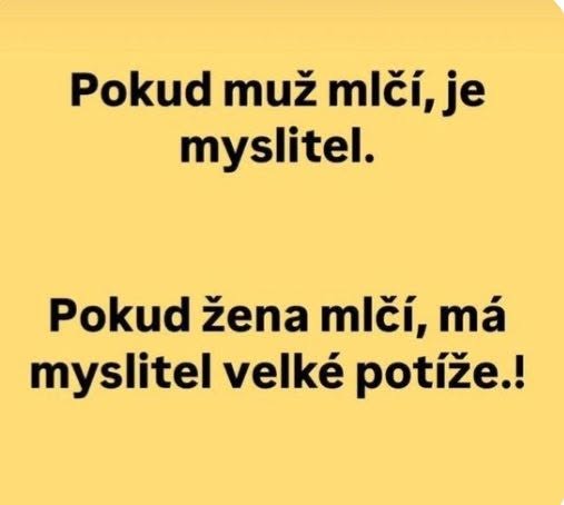 Vtipný citát o rozdieloch medzi mužmi a ženami ohľadom mlčania.