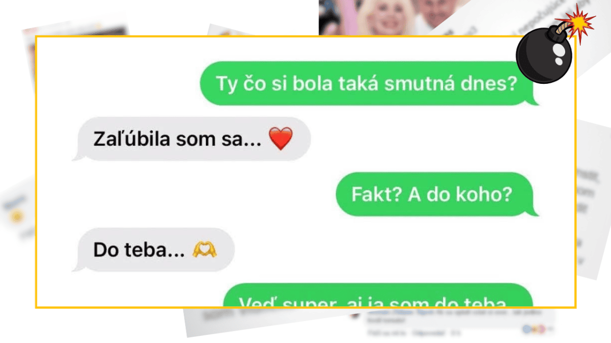 Konverzácia v textovej správe: otázka o smútku a priznaná láska s emotikonmi srdca.