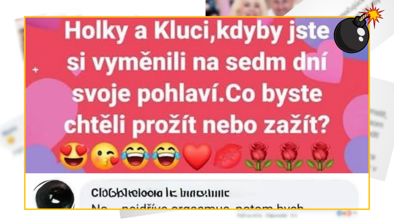 Text na obrázku kladie otázku o výmene pohlaví na sedem dní a želaniach na prežitie takéhoto zážitku.