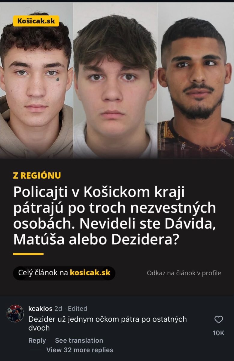 Policajti v Košickom kraji pátrajú po troch nezvestných osobách. Pomôžte nájsť Dávida, Matúša a Dezidera.