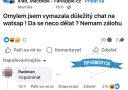 Používateľ na Facebooku hľadá pomoc po vymazaní chatu na WhatsApp bez zálohy, vtipný komentár o spomínaní.