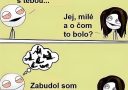 Dvaja ľudia sa rozprávajú o sne, muž ho zabudol. Vtipný obrázok s bublinou plnou zmiešaných postavičiek.